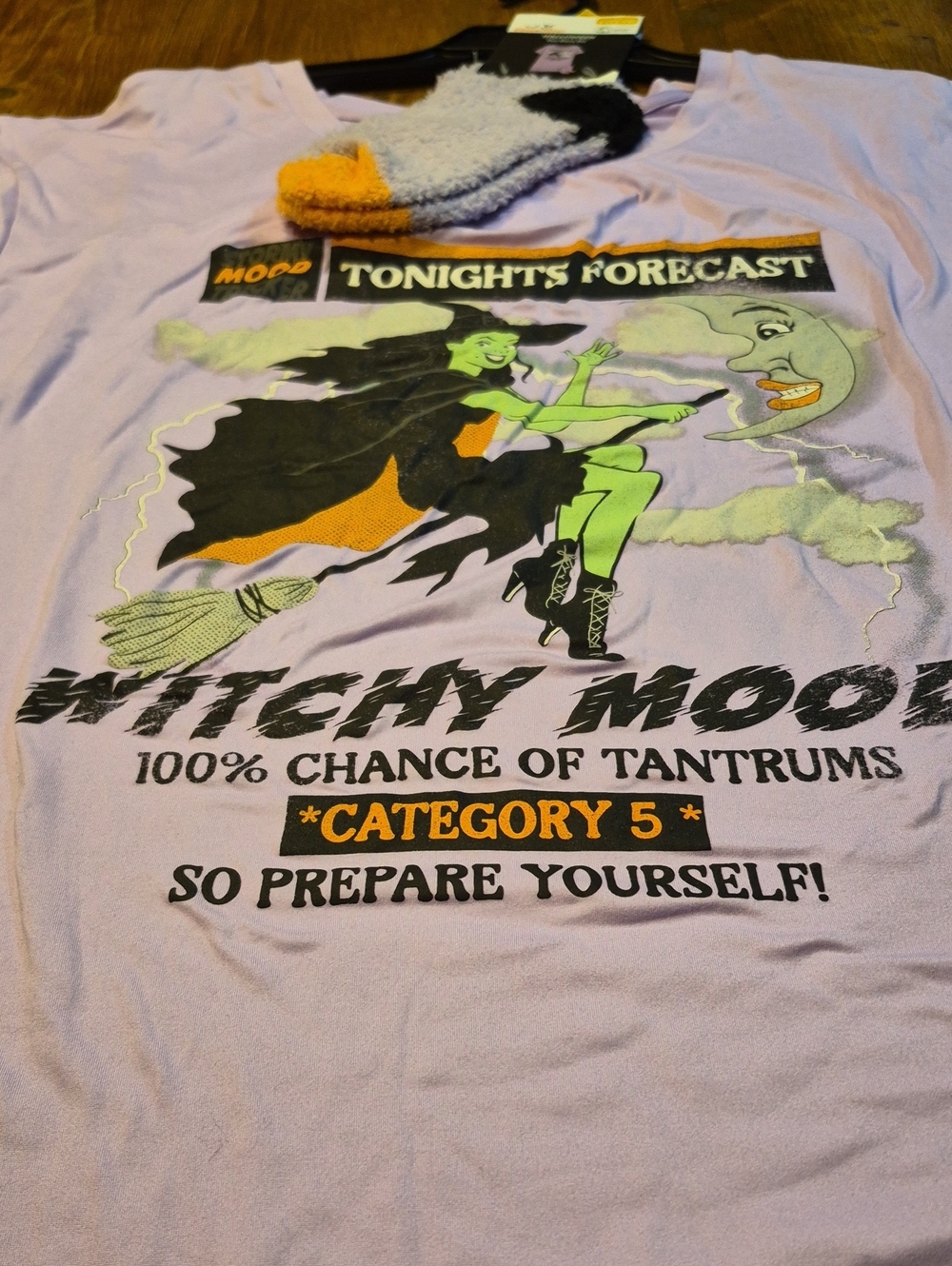 Lavender 'Witchy Mood' Graphic Long Sleep Tee